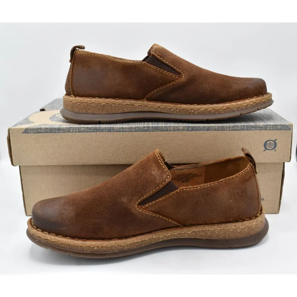Born Mens Size 8 Bryson Brown Distressed Suede Slip-On‎ Casual Shoes